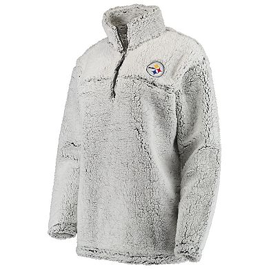 Women's Gray Pittsburgh Steelers Sherpa Quarter-Zip Pullover Jacket