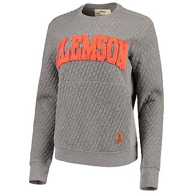 Women's Pressbox Heather Charcoal Clemson Tigers Moose Quilted Pullover Sweatshirt