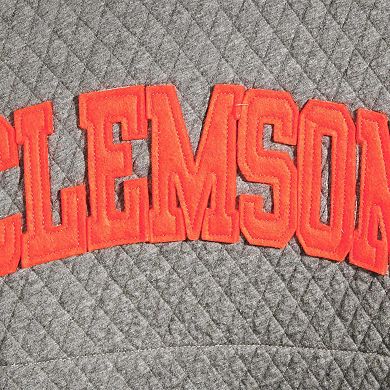 Women's Pressbox Heather Charcoal Clemson Tigers Moose Quilted Pullover Sweatshirt