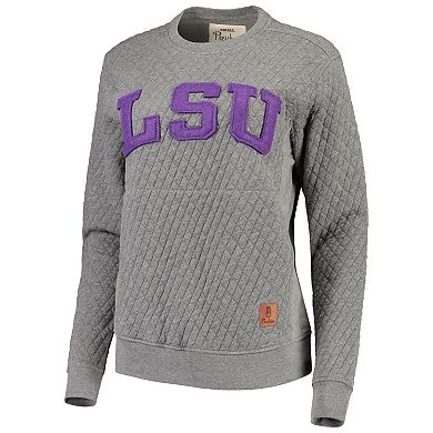 Women's Pressbox Heather Charcoal LSU Tigers Moose Quilted Pullover Sweatshirt