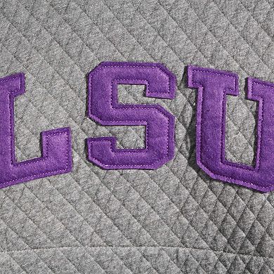 Women's Pressbox Heather Charcoal LSU Tigers Moose Quilted Pullover Sweatshirt