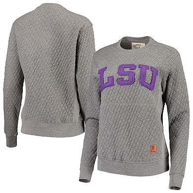 Women's Pressbox Heather Charcoal LSU Tigers Moose Quilted Pullover Sweatshirt