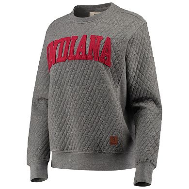 Women's Pressbox Heather Charcoal Indiana Hoosiers Moose Quilted Pullover Sweatshirt