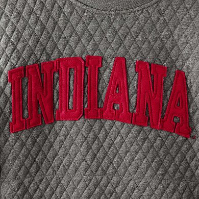 Women's Pressbox Heather Charcoal Indiana Hoosiers Moose Quilted Pullover Sweatshirt