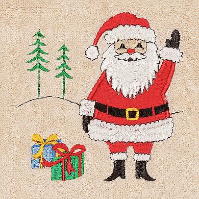 Linum Home Textiles 2-pack Christmas Santa Waving Embroidered Hand Towel Set
