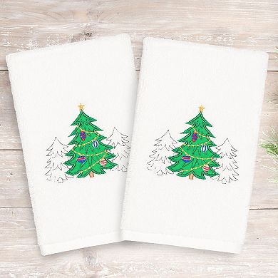 Linum Home Textiles 2-pack Christmas Three Trees Embroidered Hand Towel Set