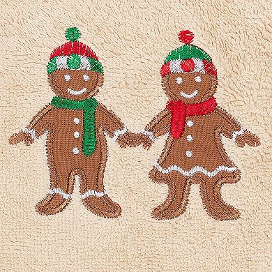 Linum Home Textiles Christmas 2-pack Gingerbread Embroidered Luxury Turkish Cotton Hand Towels