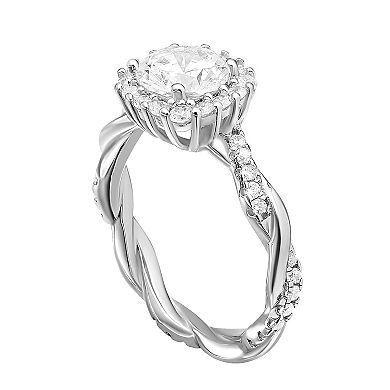 PRIMROSE Sterling Silver Cubic Zirconia Square Twisted Band Ring