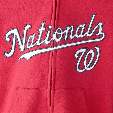 Youth Red Washington Nationals Team Color Wordmark Full-Zip Hoodie