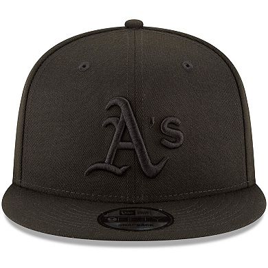 Oakland Athletics New Era Black on Black 9FIFTY Team Snapback Adjustable Hat - Black