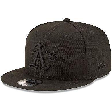 Oakland Athletics New Era Black on Black 9FIFTY Team Snapback Adjustable Hat - Black