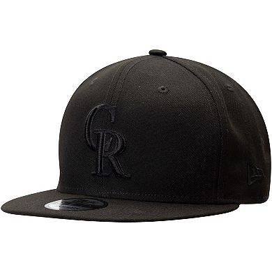 Colorado Rockies New Era Black on Black 9FIFTY Team Snapback Adjustable Hat - Black