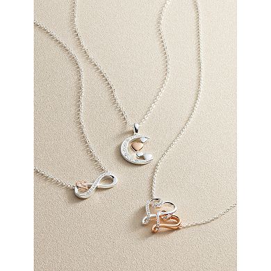 Brilliance Two-Tone Double Heart Necklace with Crystal Accents