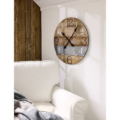 E2 Concepts Oversized Wood Metal Farmhouse Clock