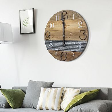 E2 Concepts Oversized Wood Metal Farmhouse Clock