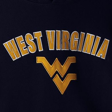 Women's Navy West Virginia Mountaineers Arch & Logo 1 Pullover Hoodie