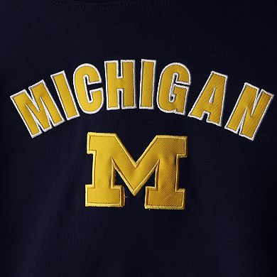 Women's Navy Michigan Wolverines Arch & Logo 1 Pullover Hoodie