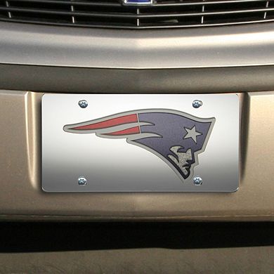 New England Patriots Glitter License Plate - Silver