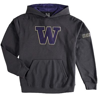 Youth Stadium Athletic Charcoal Washington Huskies Big Logo Pullover Hoodie