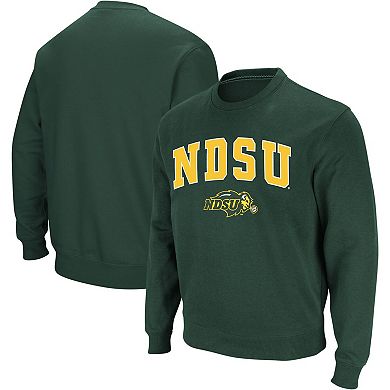 Men's Colosseum Green NDSU Bison Arch & Logo Crew Neck Sweatshirt