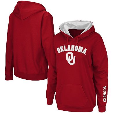 Women's Crimson Oklahoma Sooners Arch & Logo 1 Pullover Hoodie