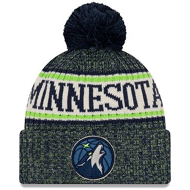 Men's New Era Navy Minnesota Timberwolves Sport Cuffed Knit Hat with Pom