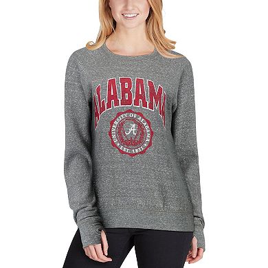 Women's Pressbox Heathered Gray Alabama Crimson Tide Edith Vintage Knobi Pullover Sweatshirt