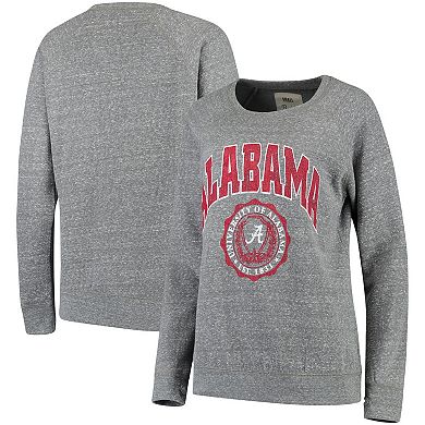 Women's Pressbox Heathered Gray Alabama Crimson Tide Edith Vintage Knobi Pullover Sweatshirt