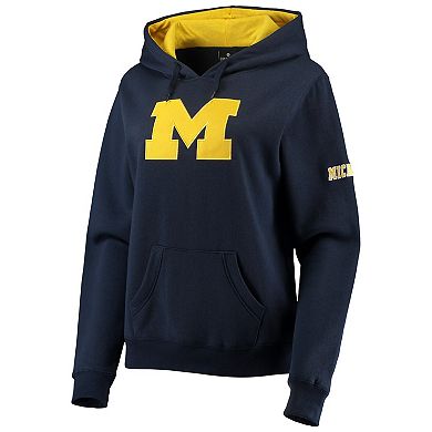 Women's Colosseum Navy Michigan Wolverines Big Logo Team Pullover Hoodie