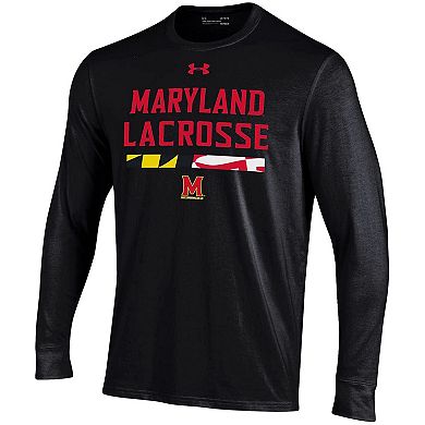 Men's Under Armour Black Maryland Terrapins Lacrosse Drop Performance Long Sleeve T-Shirt