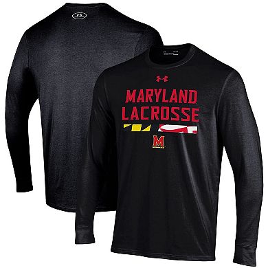 Men's Under Armour Black Maryland Terrapins Lacrosse Drop Performance Long Sleeve T-Shirt