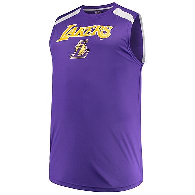Men's Majestic Purple/White Los Angeles Lakers Big & Tall Birdseye Muscle Tank Top