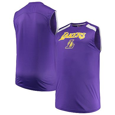 Men's Majestic Purple/White Los Angeles Lakers Big & Tall Birdseye Muscle Tank Top