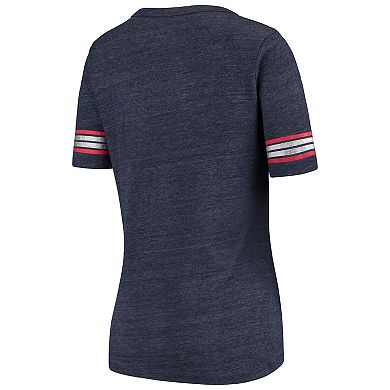 Women's New Era Heathered Navy Washington Wizards Tri-Blend U-Neck Jersey T-Shirt