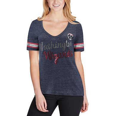 Women's New Era Heathered Navy Washington Wizards Tri-Blend U-Neck Jersey T-Shirt