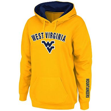 Women's Gold West Virginia Mountaineers Arch & Logo 1 Pullover Hoodie