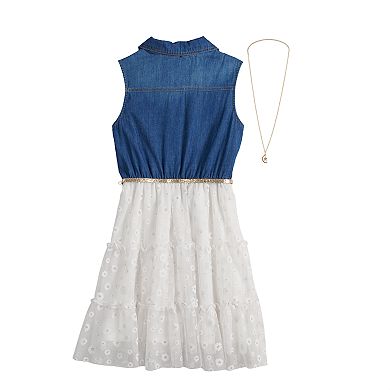 Girls 7-16 & Plus Size Knit Works Chambray & Lace Dress