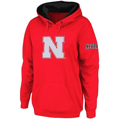 Women's Scarlet Nebraska Huskers Team Big Logo Pullover Hoodie