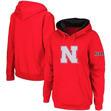 Women's Scarlet Nebraska Huskers Team Big Logo Pullover Hoodie