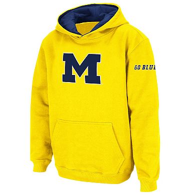 Youth Stadium Athletic Yellow Michigan Wolverines Big Logo Pullover Hoodie