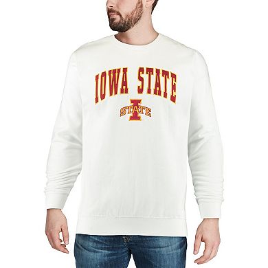 Men's Colosseum White Iowa State Cyclones Arch & Logo Crew Neck Sweatshirt