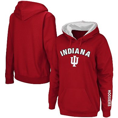 Women's Crimson Indiana Hoosiers Arch & Logo 1 Pullover Hoodie