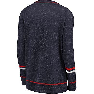 Women's Fanatics Branded Navy/Red Washington Wizards Dreams Sleeve Stripe Speckle Long Sleeve T-Shirt