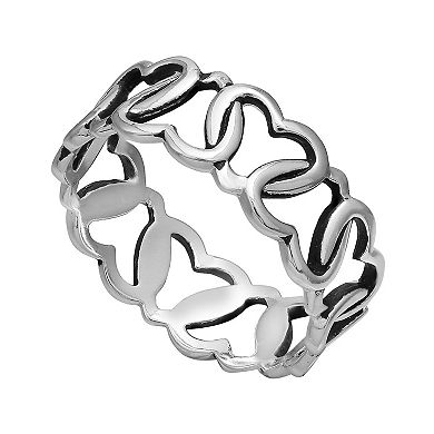 PRIMROSE Sterling Silver Interlocking Heart Ring