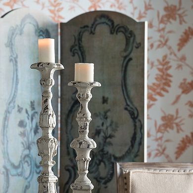 Distressed White Candle Holder