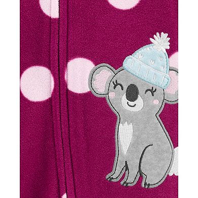 Baby Girl Carter's Koala Polka Dot Fleece Sleep & Play