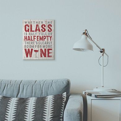 Stupell Home Decor Wine Glass Wood Textured Canvas Wall Art