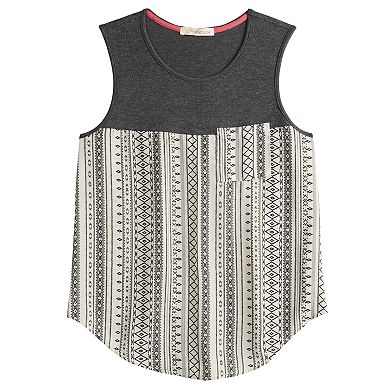 Juniors' Rewind Knit to Woven Tank Top