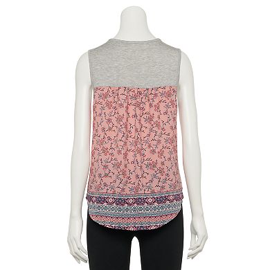 Juniors' Rewind Knit to Woven Tank Top