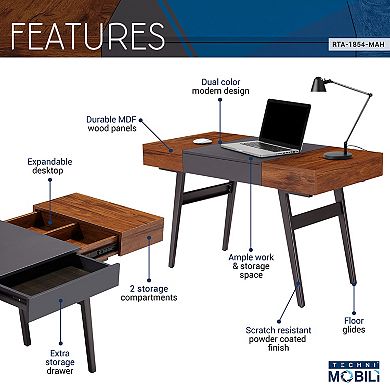 Techni Mobili Expandable Modern Desk